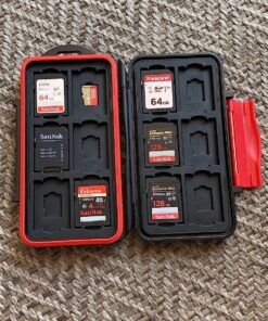 Kiorafoto Professional Water-Resistant Anti-Shock Holder Storage SD SDHC SDXC TF Memory Card Case Protector Cover with Carabiner for 12SD Cards & 12 Micro SD Cards for 12 SD + 12 Micro SD 47 91Hy SApDsL 1