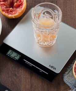 MIRA Digital Easy to Use Kitchen Food Scale | Portable Lightweight Slim Food Scale Measures Grams, Pounds & Ounces Glass Platform Multifunction Scale | Tare Function | 11 lb Capacity 14 91HybsaZiAL