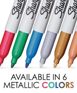 Alternative view of SHARPIE Metallic Permanent Markers, Fine Tip Marker Set, Assorted Metallic Markers, Stocking Stuffers, Art Supplies, Teacher Gifts, Holiday Gifts for Artist, 6 Count 6 Count Assorted