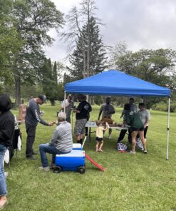 Crown Shades 10x10 Pop up Canopy Outside Canopy, Patented One Push Tent Canopy with Wheeled Carry Bag, Bonus 8 Stakes and 4 Ropes, Blue 67 91IIvmspUaL