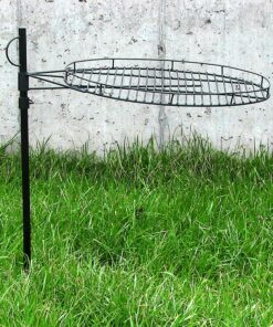 Alternative view of Sunnydaze Rotating Height-Adjustable Round Cooking Grate Grilling System - Black Steel Stake and Grill - 24-Inch