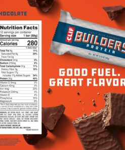 CLIF Builders - Chocolate Flavor - Protein Bars - Gluten-Free - Non-GMO - Low Glycemic - 20g Protein - 2.4 oz. (12 Count) 33 91IPvktC L