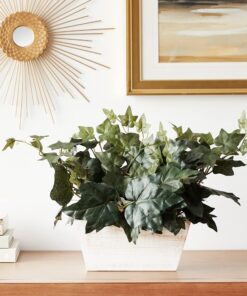Nearly Natural 6715 14in. Ivy with White Wash Planter Silk Plant 15 91IWtnvfNS