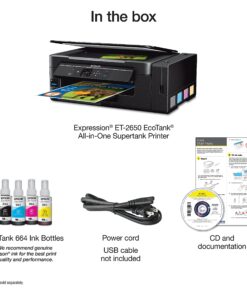 Epson Expression ET-2650 EcoTank Wireless Color All-in-One Small Business Supertank Printer with Scanner and Copier 27 91Io8Ndh1NL