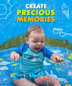 SplashEZ 3-in-1 Splash Pad, Sprinkler for Kids and Baby Pool for Learning – Toddler Sprinkler Pool, 60’’ Outside Water Toys – “from A to Z” Outdoor Play Mat for Babies & Toddlers from A to Z 26 91Irv9NosqL