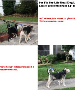 Pet Fit For Life 64" Premium Two Dog Leash: Premium Double Leash for Dogs, Provides Control and Comfort - Durable Foam Rubber Handle, Shock Absorbing Cord - Includes Bonus Collapsible Water Bowl Large 27 91Is89gcjcL