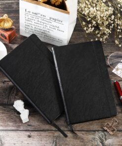 Ruled Notebook/Journal – Classic Notebook Journal for Women/Men, Faux Leather Notebooks for Work, Premium Thick Paper, Black, Hardcover, Lined (5.4 x 8.3) 32 91IzghMTSQL