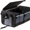 Higher Gear Trunk Storage Organizer for Car, SUV, Truck - Preferred Trunk Organizers for Car Organization, Trunk Organizer with 4 Compartments, 10 Pockets, Tie-Down Straps, Detachable Lid (Gray) Gray 13 91J OrchMjL