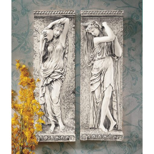 Design Toscano Water Maidens Wall Friezes (Set Includes: Dordogne & Seine), 22 Inch, Set of Two, Two Tone Stone