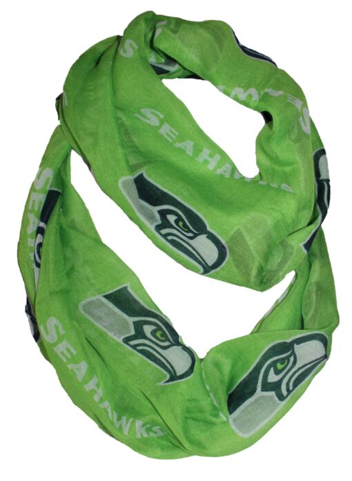 Littlearth NFL womens Sheer Infinity Scarf Seattle Seahawks 70" x 25" Team Color