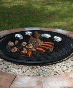Sunnydaze X-Marks Fire Pit Cooking Grate - Outdoor Round Black Steel BBQ Campfire Grill with Handles - 24-Inch 24 in 10 91JI07JUW9L