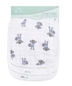 aden + anais 100% Cotton Muslin Snap Bib – Super Absorbent, Soft 3-Layer Baby Bib for Boys & Girls with Adjustable Snap-Closure for Teething, Eating, Drooling, 3-Pack, Jungle Jam 5 91JJRNijrBL