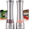 Premium Stainless Steel Salt and Pepper Grinder Set - Pepper Mill and Salt Mill, Spice Grinder with Adjustable Coarseness, Ceramic Rotor, Tall Salt and Pepper Shaker, Brushed Stainless - Free eBook 84 91JKoKq3cRL