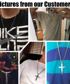 FIBO STEEL Stainless Steel Cross Pendant Chain Necklace for Men Women, 22-30 Inches 50*30*3mm cross, 24 inches chain 31 91JLCirjfpL