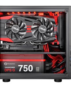 Thermaltake Core V1 SPCC Mini ITX Cube Gaming Computer Case Chassis, Interchangeable Side Panels, Black Edition, CA-1B8-00S1WN-00 103 91JTUZIoXdL