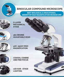AmScope B120C-E1 40X-2500X LED Biological Binocular Compound Microscope with 3D Double Layer Mechanical Stage + 1.0 MP USB Digital Camera Imager 1.0 MP Camera 24 91JW4SfD9WL
