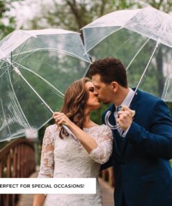 Totes Signature Clear Bubble, Rain & Windproof Umbrella - Perfect for Weddings, Travel and Outdoor Events - Curved Handle with Deluxe Finish, in Transparent or Colorful Design Options 23 91JZEzIh8gL 3