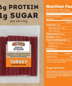 Alternative view of Old Wisconsin Turkey Sausage Snack Sticks, Naturally Smoked, Ready to Eat, High Protein, Low Carb, Keto, Gluten Free, 28 Ounce Resealable Package 1.75 Pound (Pack of 1)