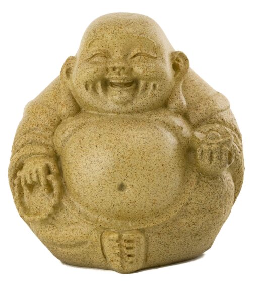 Top Collection Mini Happy Buddha Laughing Statue - Hand Painted Essence of Joy Big Belly Buddha in Sandstone Finish - 3.25Inch Collectible East Asian New Age Lucky Buddha Figurine