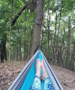 Wise Owl Outfitters Camping Hammock - Camping Essentials, Portable Hammock w/Tree Straps, Single or Double Hammock for Outside, Hiking, and Travel Blue & Grey Medium 42 91Jh0mf3mBL