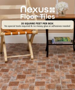 Alternative view of Nexus Self Adhesive 12-Inch Vinyl Floor Tiles, 20 Tiles - 12" x 12", Brick Pavers Pattern - Peel & Stick, DIY Flooring for Kitchen, Dining Room, Bedrooms & Bathrooms by Achim Home Decor