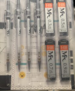 MozArt Mechanical Pencil Set with Case - 4 Sizes: 0.3, 0.5, 0.7 & 0.9mm with 30 HB Lead Refills Each & 4 Eraser Refills -Sketch, Drafting, Art, Drawing Supplies (Clear) Clear 75 91Jx3ncbwtL