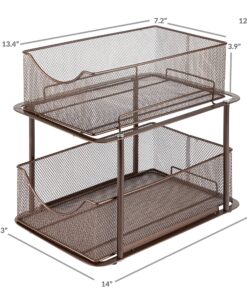 Sorbus 2 Tier Under Sink Bathroom Organizers and Storage, Strong Steel Mesh Sliding Drawers for Enhanced Bathroom Storage, Bathroom Organization and Storage & Under Kitchen Sink Organizer (Bronze) Bronze 17 91JzkMWCO7L
