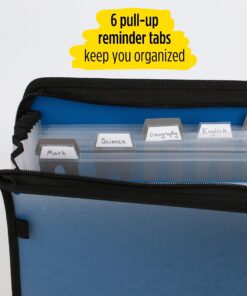 Alternative view of Five Star 7 Pocket Expanding File Organizer, Plastic Expandable File Folders with Customizable Tabs & Clear Cover, Holds 11" x 8-1/2", Zipper Closure, Pacific Blue (72711)