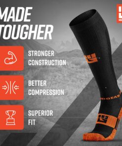 Alternative view of MudGear Premium Compression Socks - OCR Socks, Compression Socks for Women, Compression Socks for Men, Trail Running Socks Black/Orange Medium