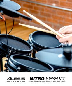 Alesis Nitro Mesh Kit - Electronic Drum Set with Quiet Mesh Pads, USB MIDI, Kick Pedal and Rubber Kick Drum, 40 Kits, 385 Sounds, Drum Lessons 1st Generation 46 91KHUhDWVwL