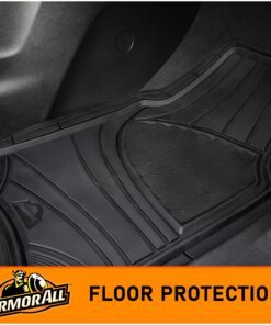 Armor All® 4-Piece Rubber Floor Mats, All-Weather Protection, Universal, Trim to Fit Front, Back, Full Coverage Custom Fit Mats for Cars, Trucks, SUVs - (Black) 4-Piece Black Rubber Floor Mats 40 91KIEeG6L
