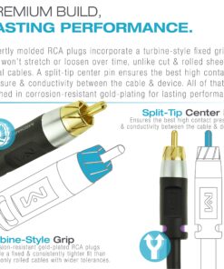 Mediabridge™ Ultra Series Subwoofer Cable (50 Feet) - Dual Shielded with Gold Plated RCA to RCA Connectors - Black - (Part# CJ50-6BR-G1) 18 91KJ8OZE5L 1