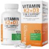 Bronson Vitamin K2 (MK7) with D3 Supplement Non-GMO Formula 5000 IU Vitamin D3 & 90 mcg Vitamin K2 MK-7 Easy to Swallow Vitamin D & K Complex, 120 Capsules 120 Count (Pack of 1) 42 91KP1DHUoL 1