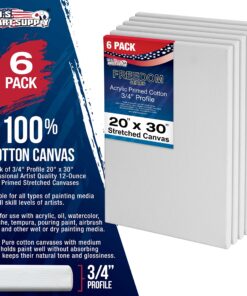 Alternative view of U.S. Art Supply 20 x 30 inch Stretched Canvas 12-Ounce Triple Primed, 6-Pack - Professional Artist Quality White Blank 3/4" Profile, 100% Cotton, Heavy-Weight Gesso - Acrylic Pouring, Oil Painting 20" x 30"