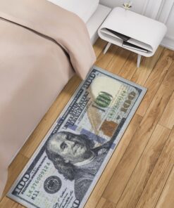 Machine Washable $100 Bill Design Non-Slip Rubberback 22x53 Modern Runner Rug for Hallway, Kitchen, Bedroom, 22" x 53", Multicolor Money New $100 Runner - 22" x 53" 24 91KYk3ZCIHL