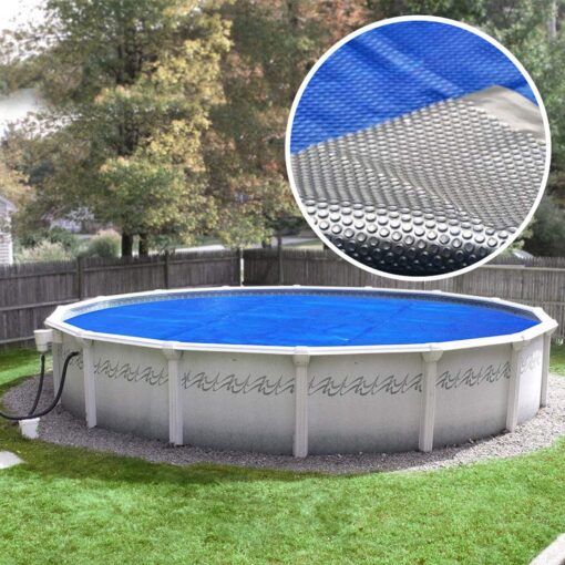 Pool Mate 18S-10SBD BOXPM Deluxe Swimming Pool Solar Heating Cover, 18 Foot, 10-Year Blue/Silver