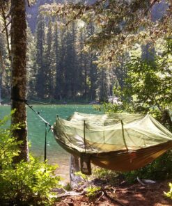 COVACURE Camping Hammock with Net - Lightweight Double Hammock 2 * 10ft Straps, Portable Hammocks, Camping Accessories for Outdoor, Hiking, Camping, Backpacking, Travel, Beach Green 32 91KbyTKmmVL