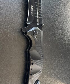 MTech USA – Spring Assisted Folding Knife – Black Stainless Steel Blade and Black Aluminum Handle with Rope Cutter, Glass Punch and Pocket Clip - Hunting, Camping, Survival, Tactical, EDC – MT-A845BK Black Blade 46 91KhUT8 yuL