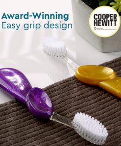 RADIUS Big Brush BPA Free & ADA Accepted Toothbrush Designed to Improve Gum Health & Reduce Gum Issues - Right Hand - Midnight Sky/Marble/Soda Pop Eco Grind - Pack of 3 Midnight Sky/ Marble/ Soda Pop Eco Grind 3 Count (Pack of 1) Big Brush Right Hand 16 91KmsGs2kPL 1