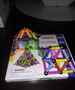 ELONGDI 130 Pieces - Magnetic Building Sticks Building Blocks Set, Magnet Educational Toys Magnetic Blocks Sticks Stacking Toys Set, Non-Toxic Building Toy 3D Puzzle with Storage Bag 47 91Kww9kg2FL