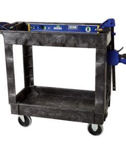 Rubbermaid Commercial Products 2-Shelf Service/Utility Cart with Wheels, 300-Pound Capacity, Black, Lipped Shelves with Handle, Use in School/Restaurant/Warehouse/Manufacturing Small 21 91LAr1TC9fL