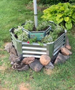 Sunnydaze 40-Inch Hexagon Galvanized Steel Raised Garden Bed Kit - Outdoor Metal Planter for Plants and Vegetables - Silver 41 91LIlDBW6L