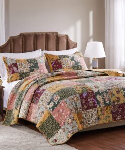 Greenland Home Antique Chic Authentic Patchwork Cotton Quilt Set, Multicolor, 3-Piece King/Cal King King/California King (3 Piece) 24 91LIpRHKhmL