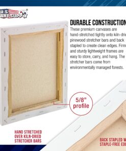 U.S. Art Supply 8 x 10 inch Stretched Canvas Super Value 10-Pack - Triple Primed Professional Artist Quality White Blank 5/8" Profile, 100% Cotton, Heavy-Weight Gesso - Acrylic Pouring, Oil Painting 8" x 10" 28 91LPXX1 F6L