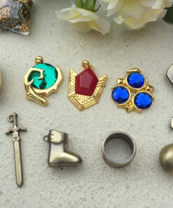 The Legend of Zelda Twilight Princess & Hylian Shield & Master Sword finest collection sets keychain/necklace/jewelry series Red-10set 38 91LV5apPGHL