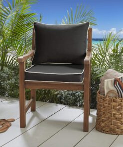 Sorra Home Indoor or Outdoor Sunbrella Deep Seating Cushion & Pillow Set with Corded Edges, 1 Count (Pack of 1), Canvas Black 1 Count (Pack of 1) 10 91LeDulpvL