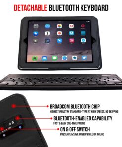 Alpatronix iPad Case with Keyboard, 9.7 inch KX130 Leather iPad Cover w/Detachable Wireless Bluetooth Keyboard Compatible w/Apple iPad 6 (2018)/iPad 5 (2017)/iPad Pro 9.7 & iPad Air 2&1-Black iPad 6/5, iPad Pro 9.7", iPad Air 2/1 (9.7-inch) Black 54 91LpNTqUqZL