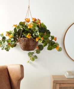 Nearly Natural 6025 22in. Nasturtium Silk Hanging Basket,Gold,29" x 10.25" x 10.25" 25 91LtyWg9U7L