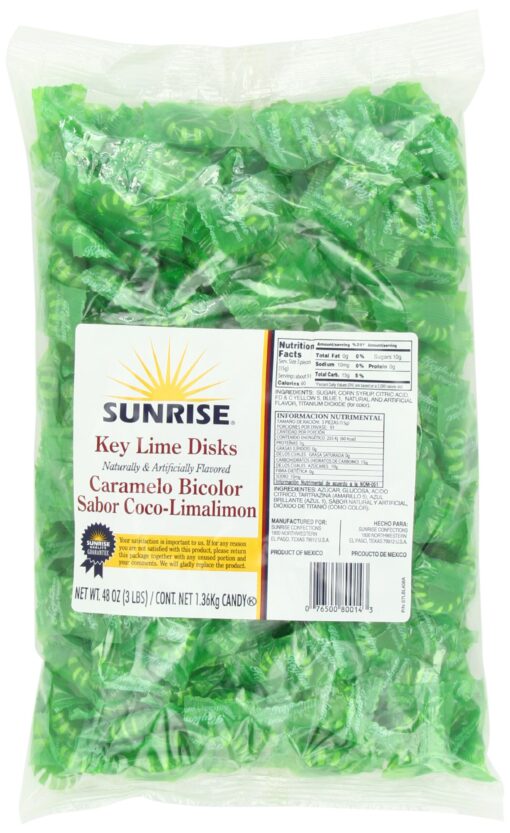 Sunrise Confections Key Lime Disks - Hard Candy 3 Pound Bag