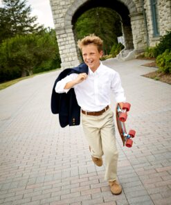 French Toast Boys' Long Sleeve Oxford Shirt (Standard & Husky) 12 White 9 91LxNDWpeRL